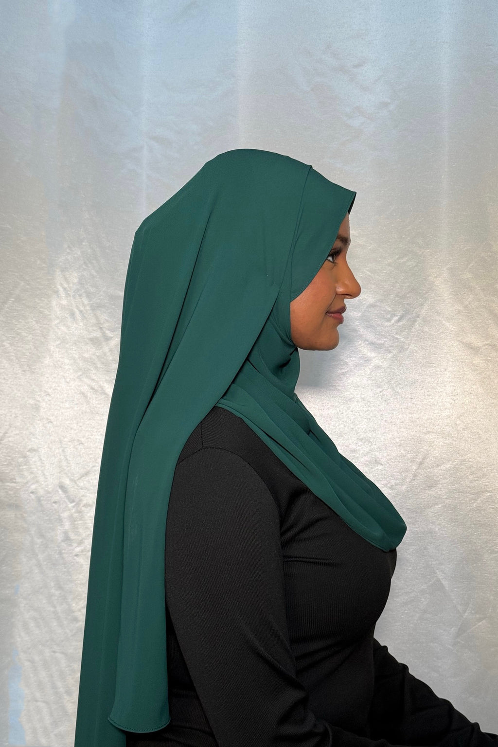 Forest Green Diamond Chiffon