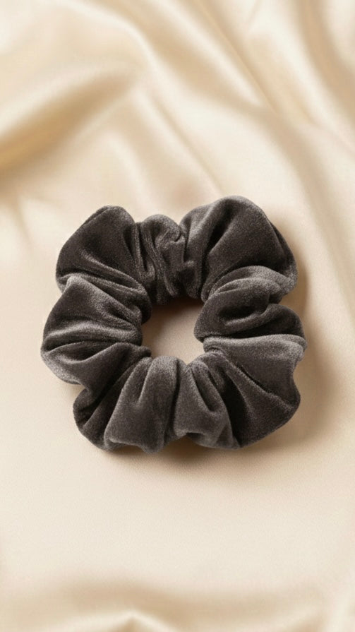 Silver Velvet Scrunchie