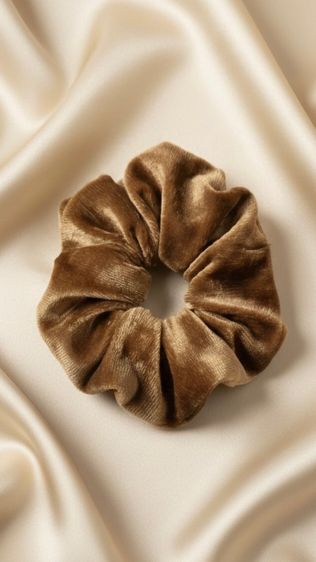 Taupe Velvet Scrunchie